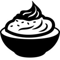 Black Silhouette of Cream in Bowl for Food Design and Menu Decoration vector