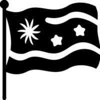 Black Wavy Abstract Flag with Starburst and Star Design Illustration vector