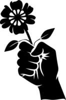 Bold Fist Holding Flower Silhouette for Artistic Design and Social Awareness vector