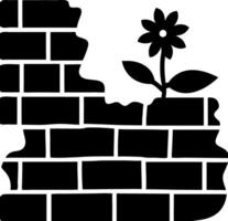 Brick Wall with Blooming Flower Symbolizing Growth and Resilience vector
