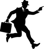 Businessman Silhouette Leaping Forward with Briefcase Illustration vector