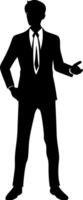 Businessman Silhouette Standing in Suit Suitable for Presentations and Graphics vector