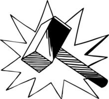 Cartoon Hammer Striking Burst Effect for Graphic Design and Animation vector