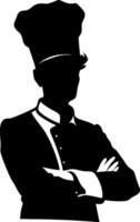 Chef Silhouette Art in Black and White for Culinary Designs and Branding vector