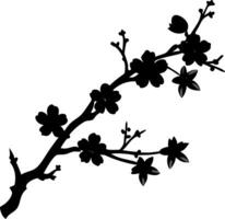 Cherry Blossom Branch Silhouette Art for Design and Decor Projects vector