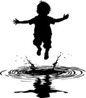 Child Jumping Into Water Splash Silhouette Illustration for Wall Art and Design vector