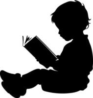 Child Reading Book Silhouette Illustration for Education and Learning Designs vector
