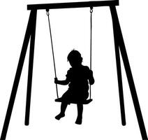 Child Silhouette on Swing Playground Illustration for Art and Design vector