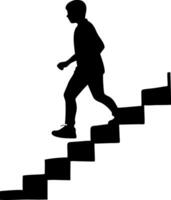 Child Silhouette Walking Up Stairs Symbolizing Growth Success and Progress Illustration vector