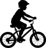 Child Riding Bicycle Silhouette for Illustrations and Graphic Design Projects vector