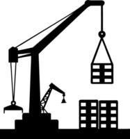 Construction Crane Silhouette for Industrial Design and Architecture Projects vector