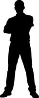 Confident Male Silhouette with Folded Arms Illustration for Posters and Graphic Design vector