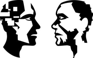 Contemporary Abstract Faces Contrast Duality Digital for Design and Art Projects vector