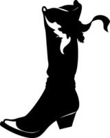 Cowboy Boot Silhouette with Decorative Ribbon Ideal for Western Themes vector