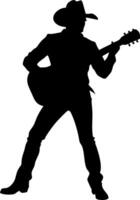 Cowboy Guitarist Silhouette Perfect for Music Event Posters and Graphic Design Projects vector