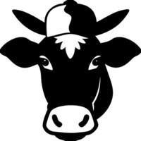 Cow Head Silhouette with Cap for Logo Design and Branding vector