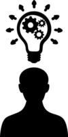 Creativity Concept Silhouette with Lightbulb and Gears for Innovative Design Projects vector