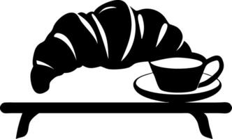 Croissant and Coffee Silhouette for Cafe Decor and Menu Design vector
