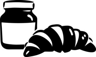 Croissant and Jam Silhouette for Breakfast Illustrations and Crafting Projects vector