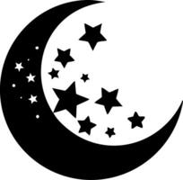 Crescent Moon and Stars Illustration for Tattoos and Design Projects vector