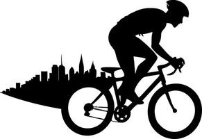 Cyclist Silhouette with Cityscape for Urban Adventure Branding and Design vector