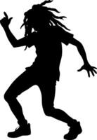 Dancing Silhouette with Dreadlocks Dynamic Art for Design Projects vector