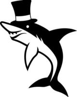Dapper Shark Wearing Top Hat Silhouette for Creative Design and Fun Print Projects vector