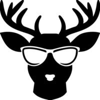 Deer Head Silhouette with Stylish Glasses for Hipster Design and Art Projects vector