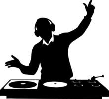 DJ Silhouette Mixing Music on Turntables Perfect for Event Posters and Party Invitations vector