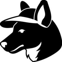 Dog Silhouette Wearing Cap Suitable for Logos and Illustrations vector