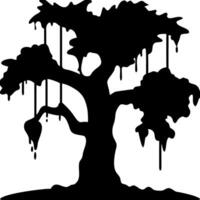 Dripping Silhouette Tree Design for Art and Tattoo Inspiration vector