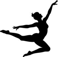 Dynamic Ballerina Silhouette Jumping Graceful Dance Pose Art vector