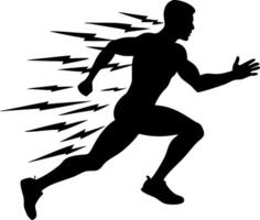 Dynamic Running Silhouette with Energy Lightning Bolts for Sports Design vector