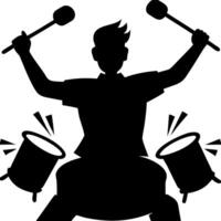 Dynamic Drummer Silhouette with Drumsticks Percussion for Music and Art Projects vector