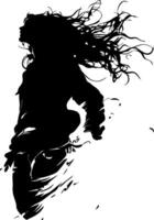 Dynamic Silhouette of Woman with Flowing Hair Perfect for Artistic Design vector