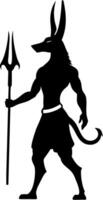 Egyptian God Silhouette with Spear for Tattoo and Design vector