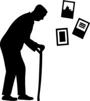 Elderly Silhouette with graphs Memory and Nostalgia Illustration vector