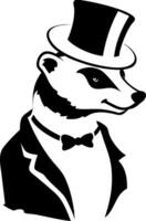 Elegant Badger in Tuxedo and Top Hat Art for Design Projects vector
