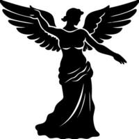 Elegant Angel Silhouette with Outstretched Wings Perfect for Tattoo and Design Projects vector