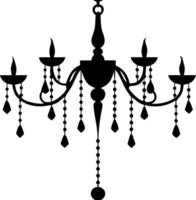 Elegant Black Chandelier Silhouette for Decorative Design Usage vector