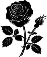 Elegant Black Rose Silhouette Art for Tattoo and Design Projects vector