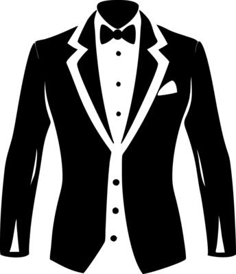 Elegant Black Tuxedo Jacket with Bow Tie Illustration for Fashion Design