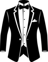 Elegant Black Tuxedo Jacket with Bow Tie Illustration for Formal Event Designs vector
