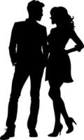 Elegant Couple Silhouette in Conversation for Lifestyle and Design Projects vector