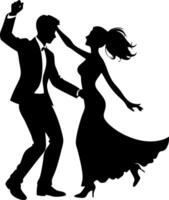 Elegant Couple Silhouette Dancing Art for Invitation or Event Design vector