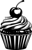Elegant Cherry Topped Cupcake for Culinary Designs and Decorative Projects vector