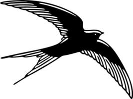 Elegant Flying Swallow Bird Silhouette for Tattoos and Design Projects vector