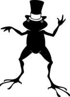 Elegant Frog Silhouette with Top Hat for Tattoos and Art Projects vector
