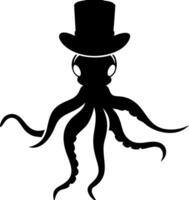 Elegant Octopus Silhouette with Top Hat for Creative Design Projects vector
