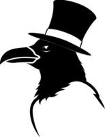 Elegant Raven Silhouette with Top Hat for Art Prints and Designs vector